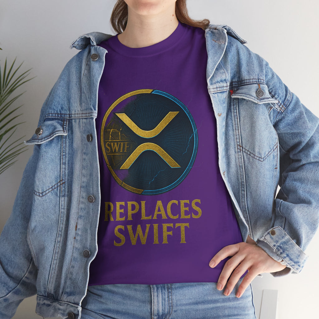 XRP 'Replaces Swift' Cotton Tee — Crypto Ripple Logo T-Shirt