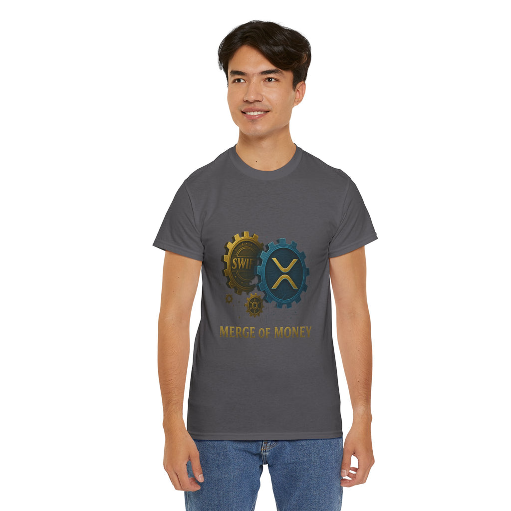 Merge of Money Tee - Cryptocurrency Gears XRP & SWI Crypto T-Shirt