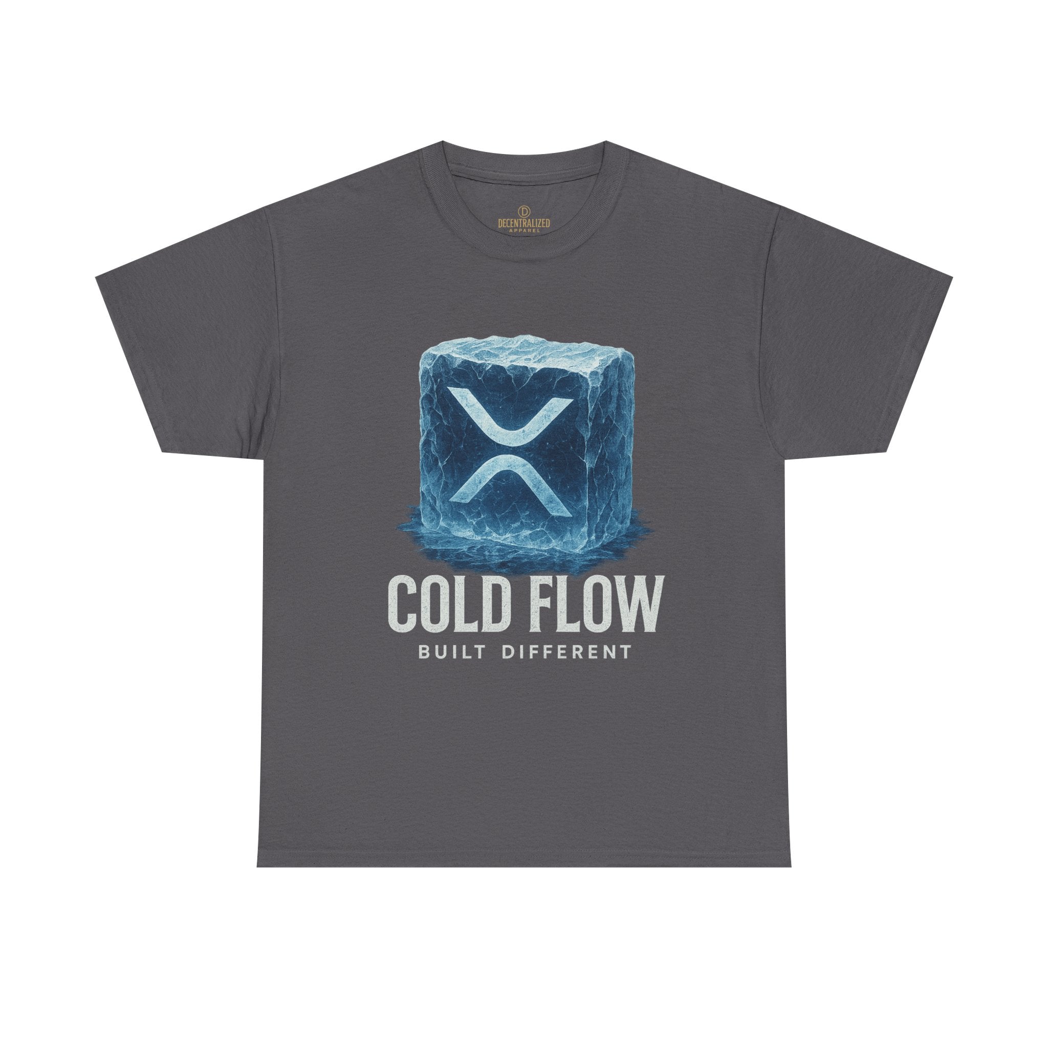 Cold Flow Ripple Logo T‑Shirt — 'Cold Flow: Built Different' Ice Cube Design