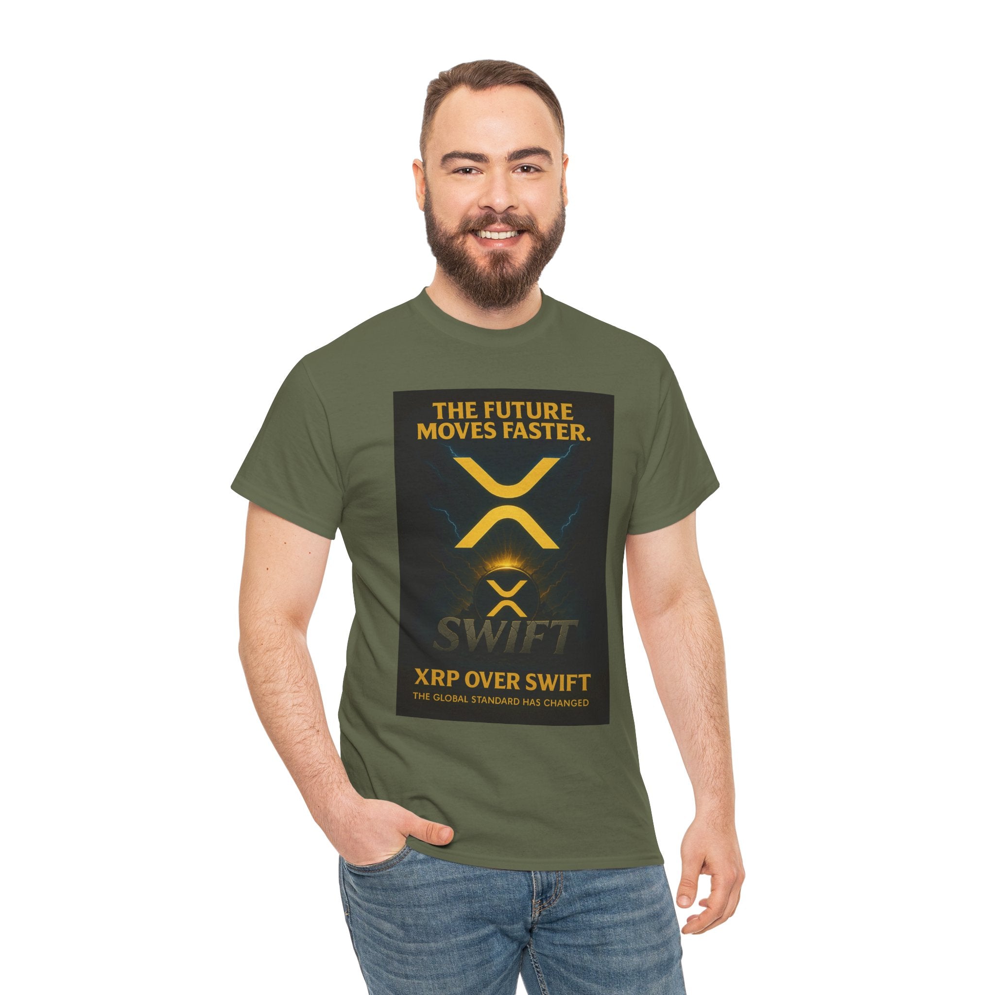 XRP Swift Crypto T-Shirt — “The Future Moves Faster” XRP Over Swift Tee
