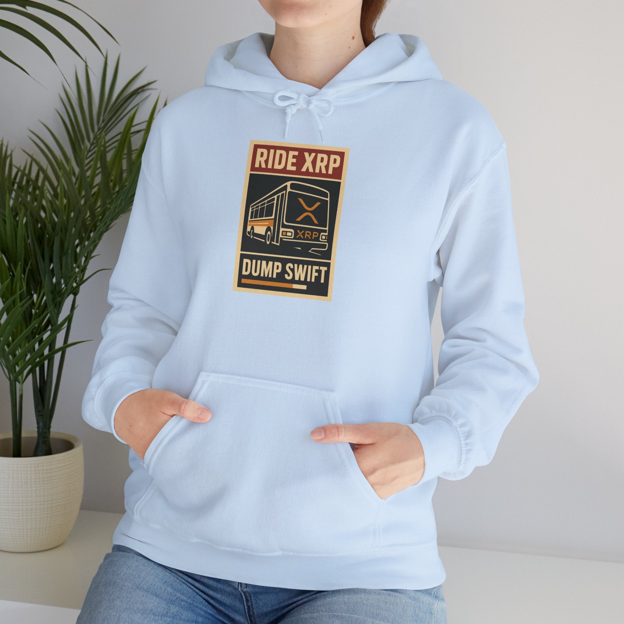 XRP Crypto Hoodie — "Ride XRP, Dump Swift" Retro Badge