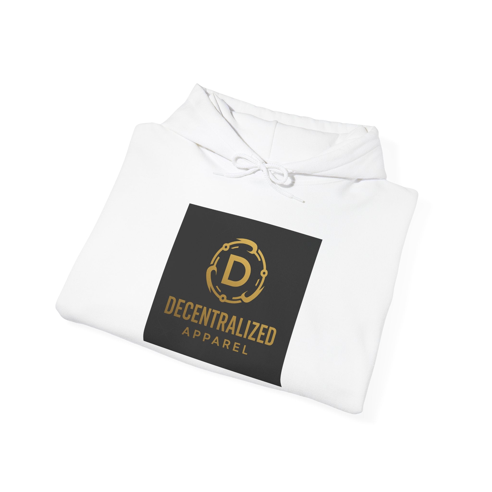Decentralized Apparel Logo Hoodie – Gold Emblem Streetwear Sweatshirt