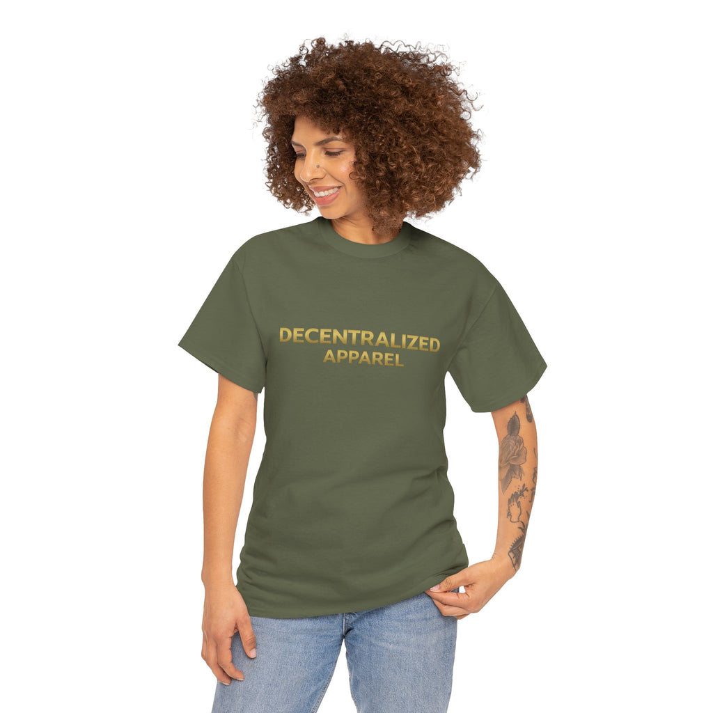 Decentralized Apparel T‑Shirt — Minimal Gold Logo Tee