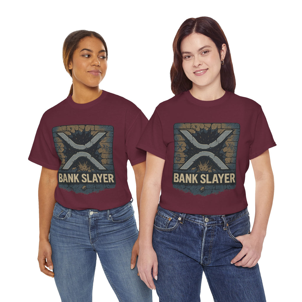Bank Slayer T‑Shirt — Retro Grunge Crypto XRP Design