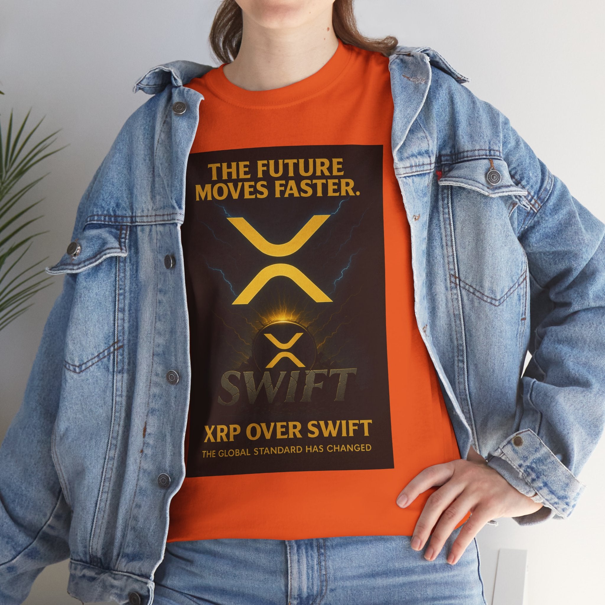 XRP Swift Crypto T-Shirt — “The Future Moves Faster” XRP Over Swift Tee