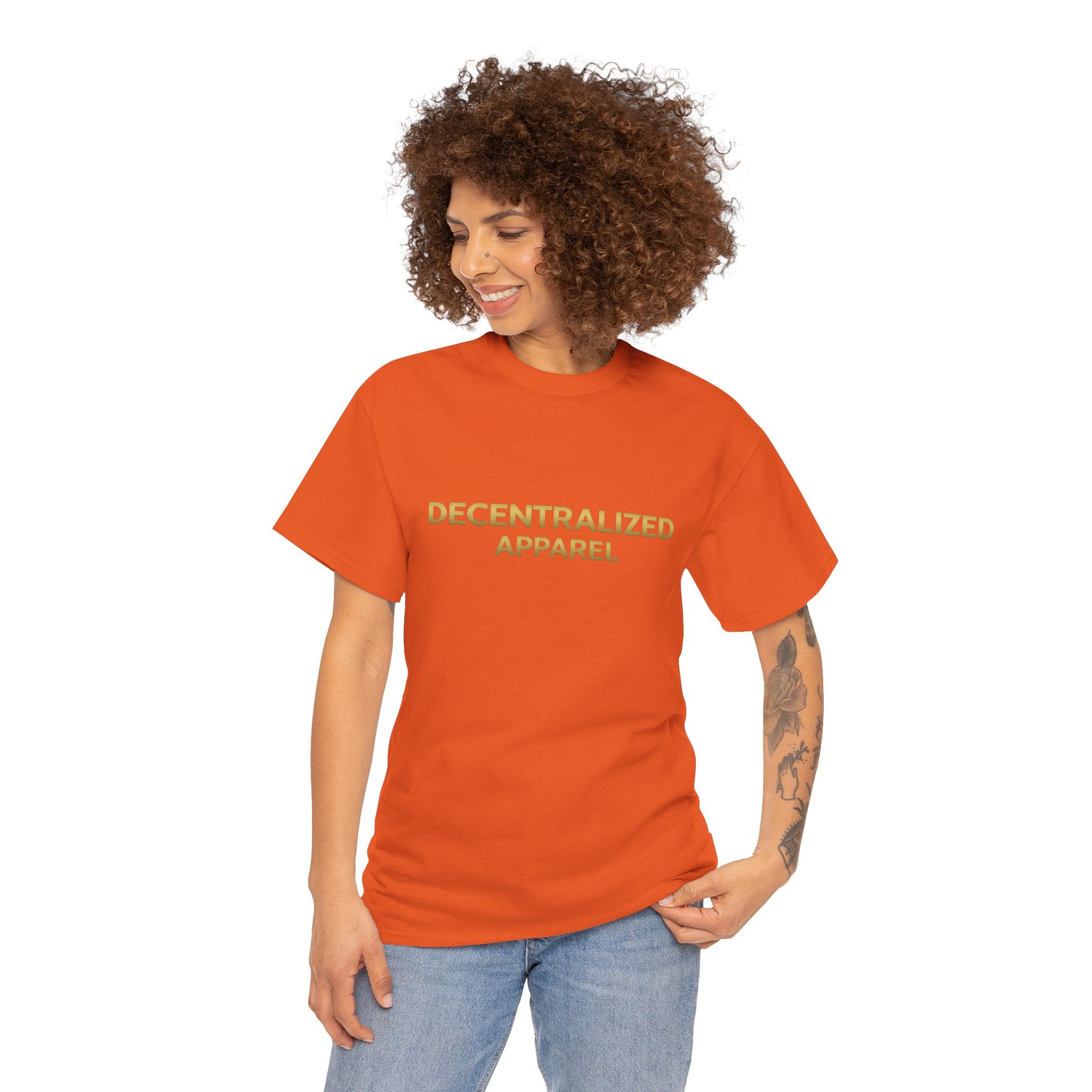 Decentralized Apparel T‑Shirt — Minimal Gold Logo Tee