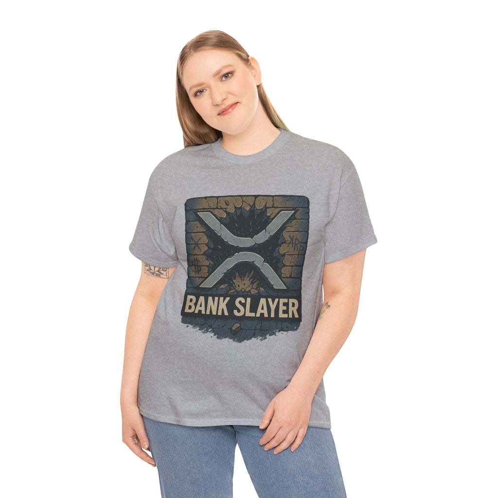 Bank Slayer T‑Shirt — Retro Grunge Crypto XRP Design