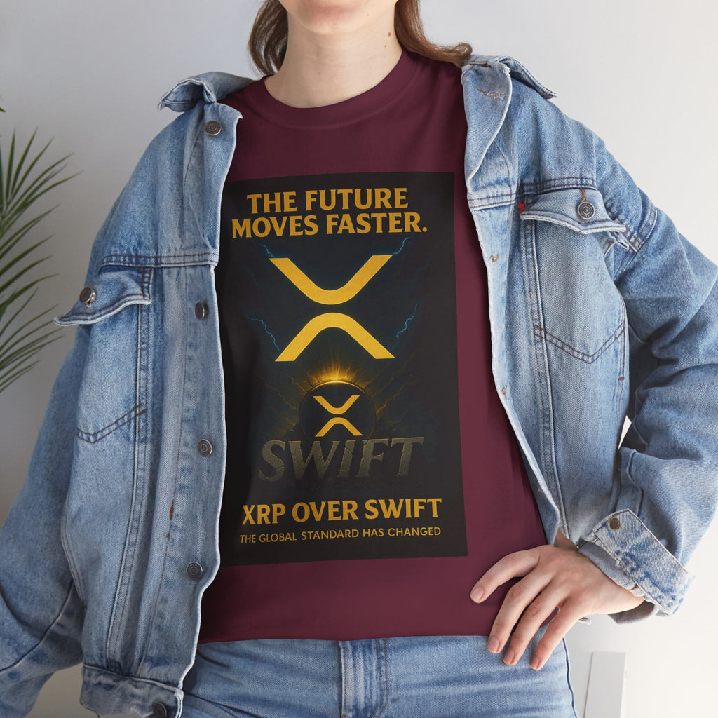 XRP Swift Crypto T-Shirt — “The Future Moves Faster” XRP Over Swift Tee