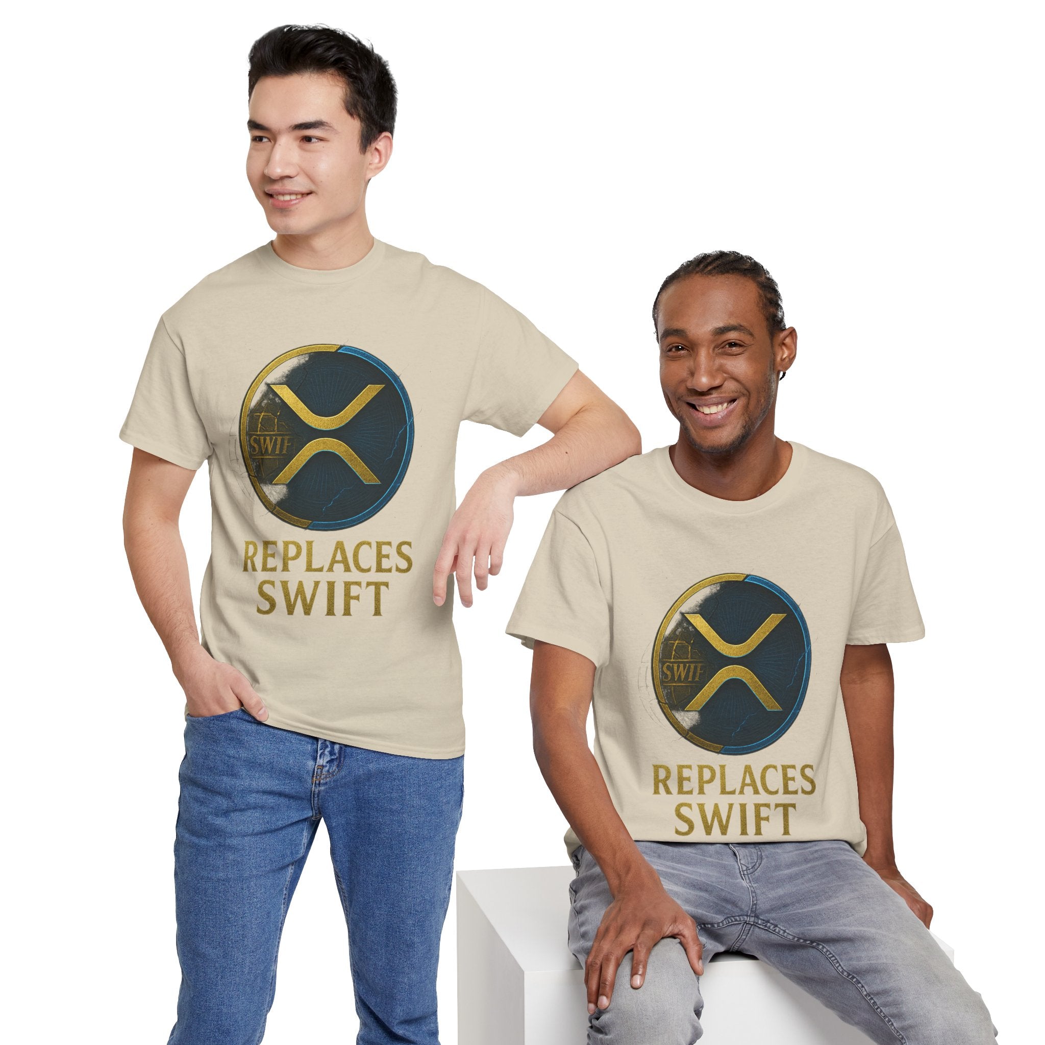 XRP 'Replaces Swift' Cotton Tee — Crypto Ripple Logo T-Shirt