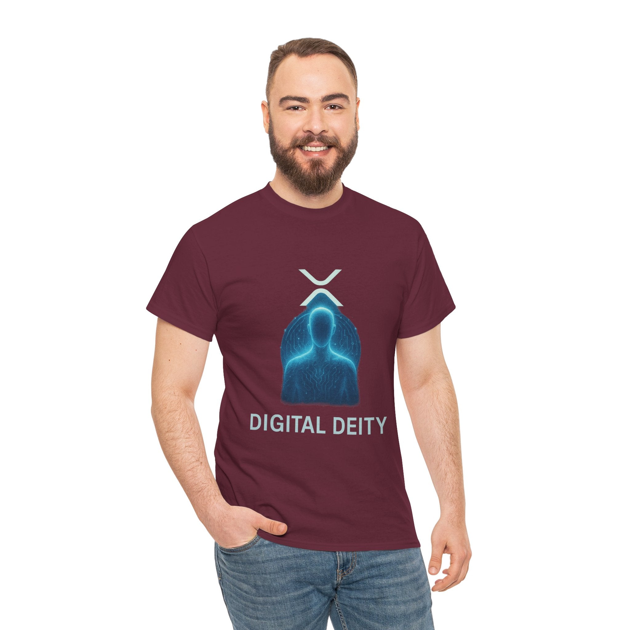 Digital Deity T‑Shirt — Futuristic Neon Tech Hoodie Tee