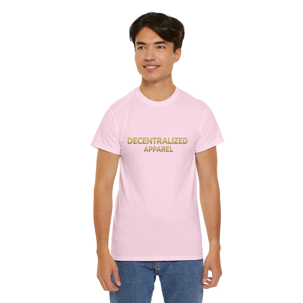 Decentralized Apparel T‑Shirt — Minimal Gold Logo Tee