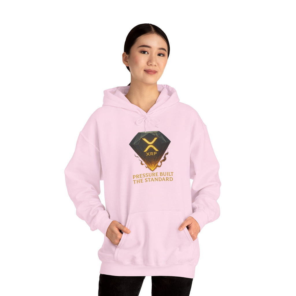 XRP Crypto Hoodie — "Pressure Built The Standard" Logo Pullover