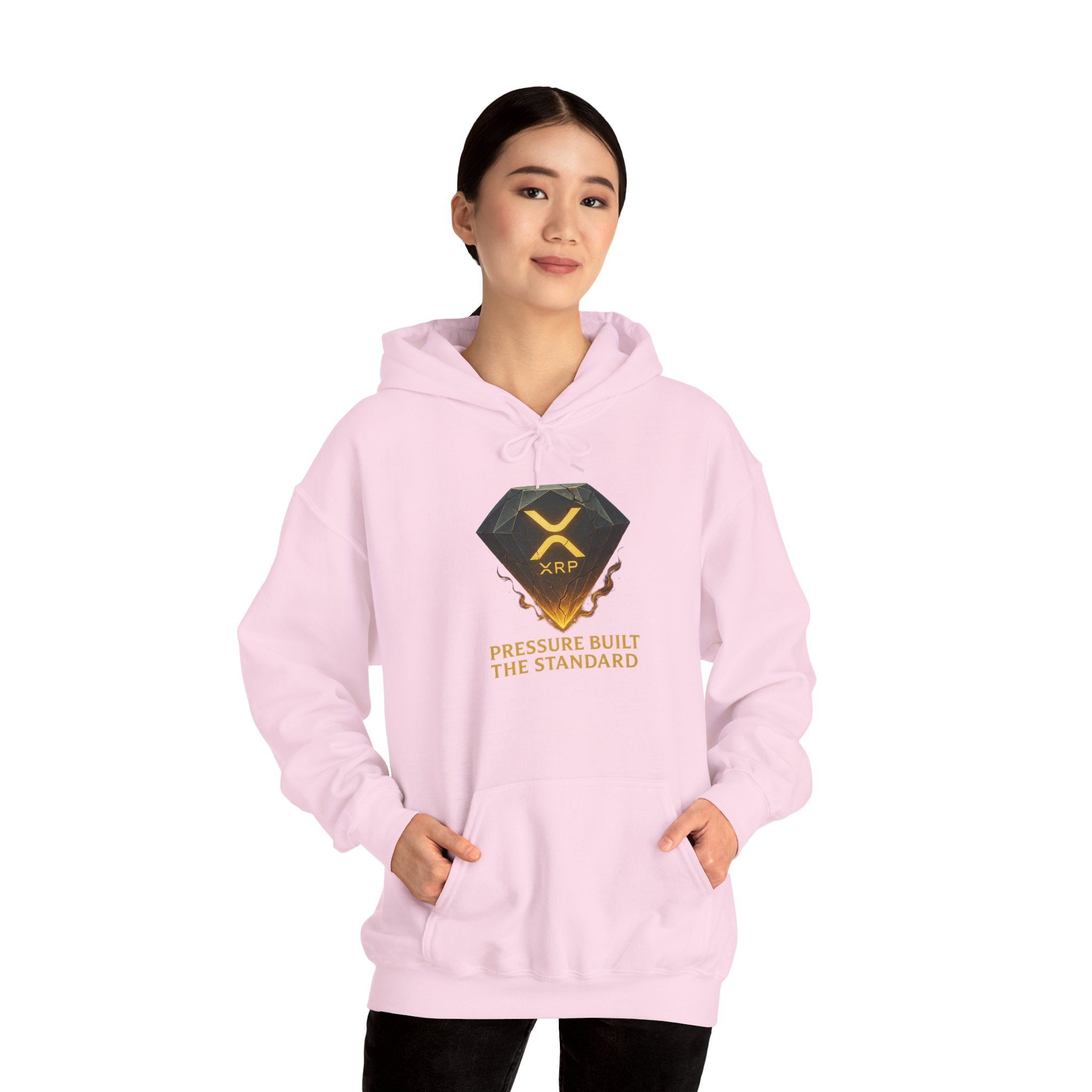 XRP Crypto Hoodie — "Pressure Built The Standard" Logo Pullover