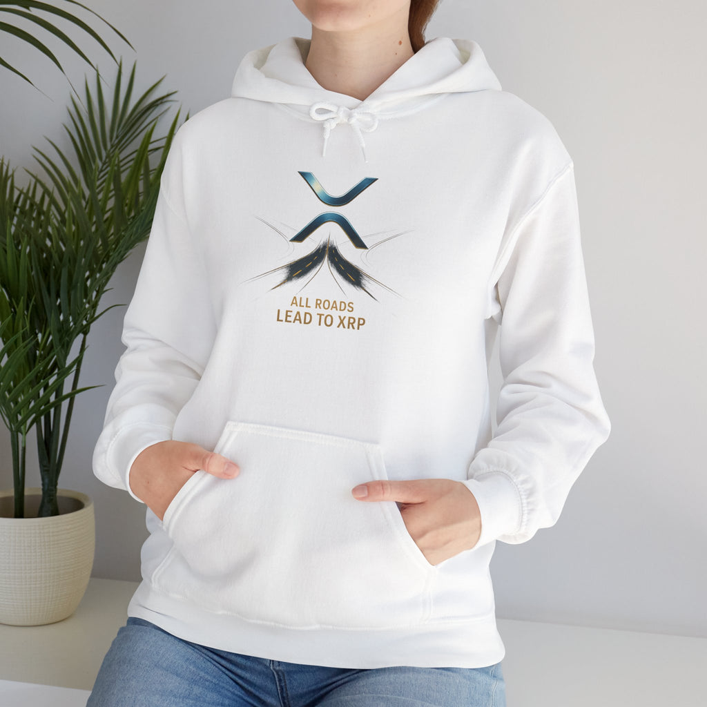 XRP Logo Hoodie — "All Roads Lead to XRP" Minimal Crypto Hoodie