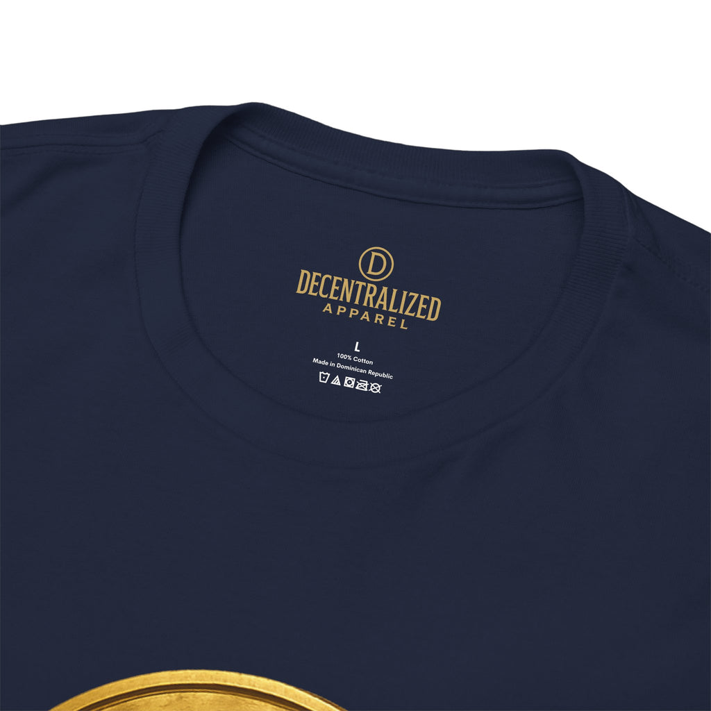 XRP Ledger Trophy T‑Shirt – Gold Ripple Coin on Pedestal Crypto Tee