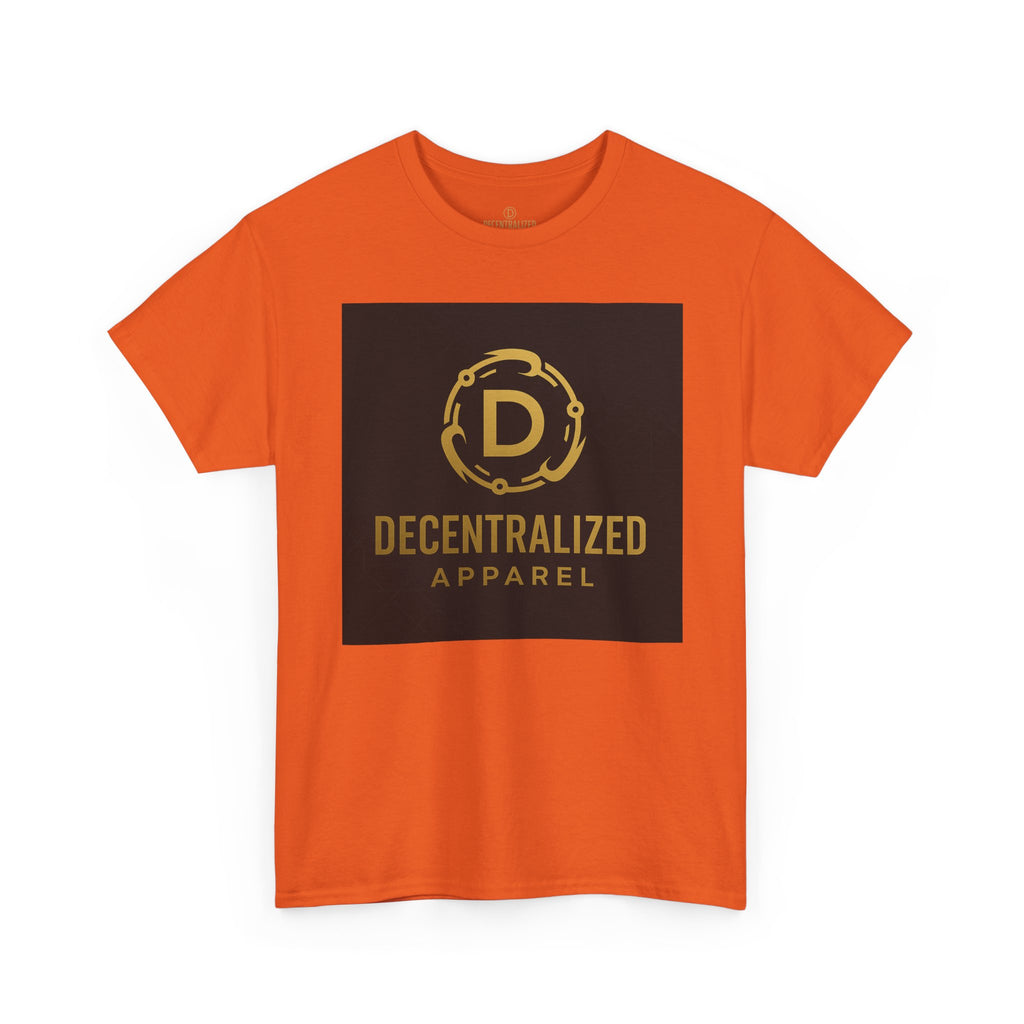 Decentralized Apparel Logo Tee — Gold Emblem Cotton T-Shirt