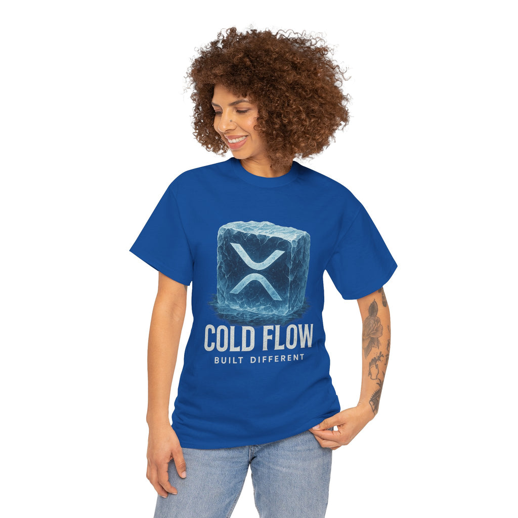 Cold Flow Ripple Logo T‑Shirt — 'Cold Flow: Built Different' Ice Cube Design