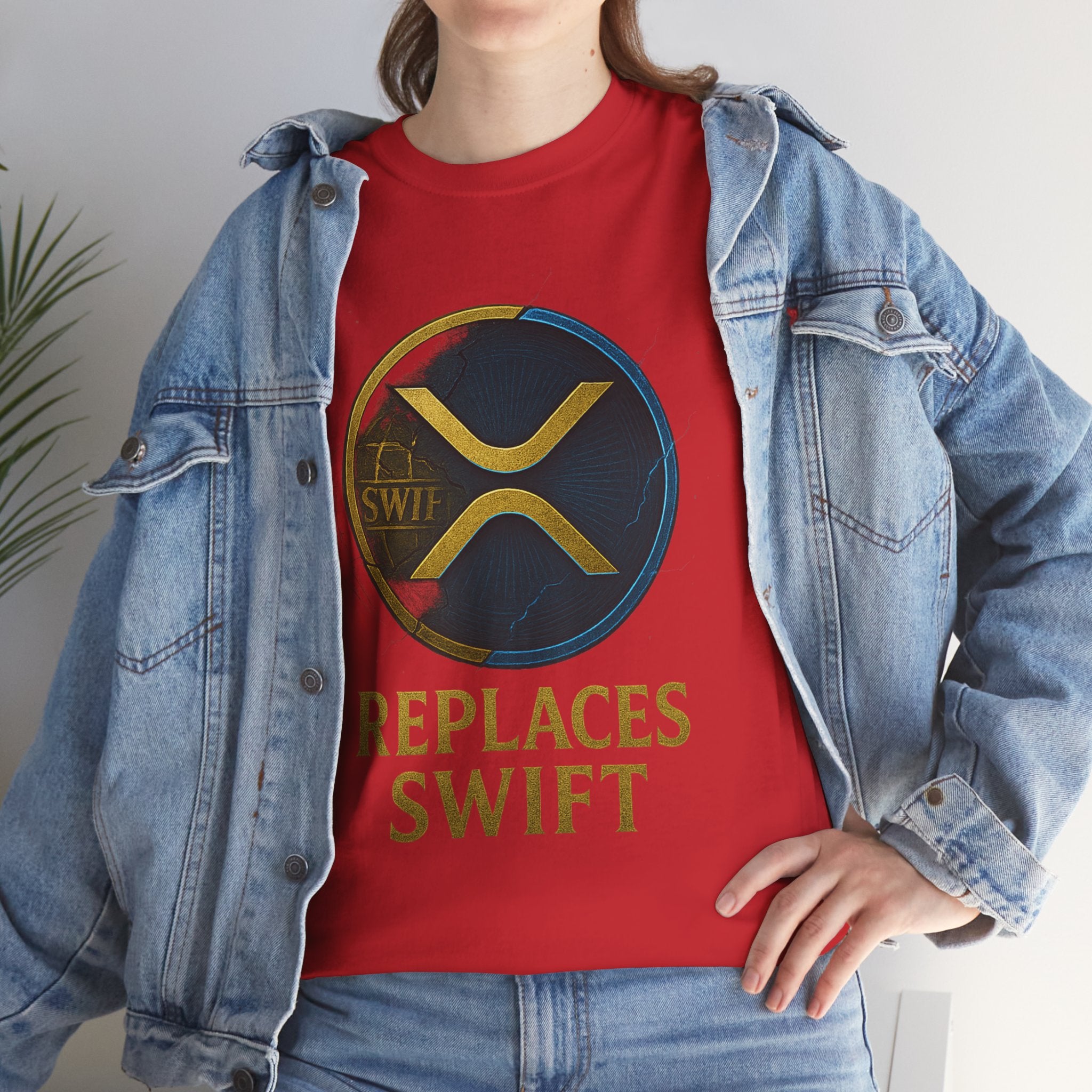 XRP 'Replaces Swift' Cotton Tee — Crypto Ripple Logo T-Shirt