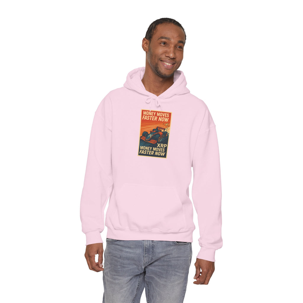 XRP 'Money Moves Faster Now' Hoodie – Crypto Retro Graphic Pullover