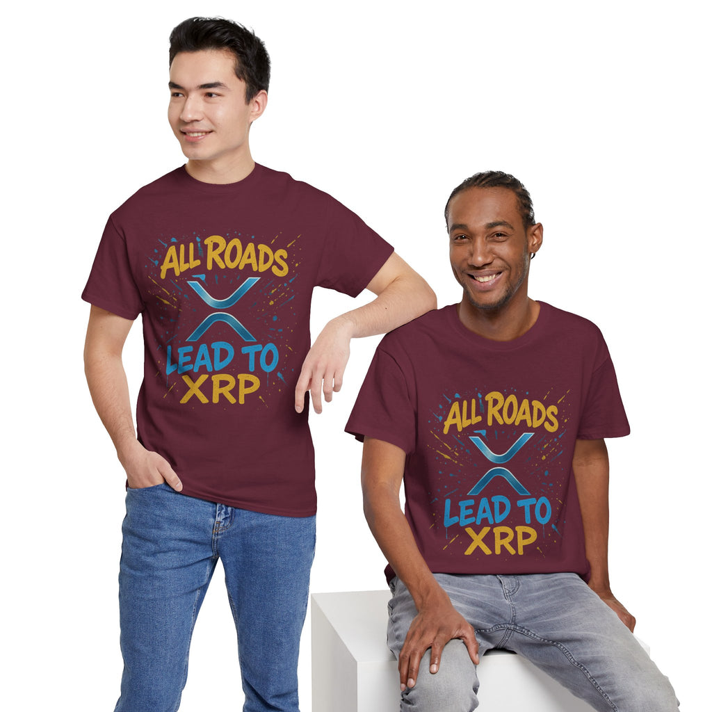 XRP Crypto Tee — "All Roads Lead to XRP" Casual Cryptocurrency Shirt