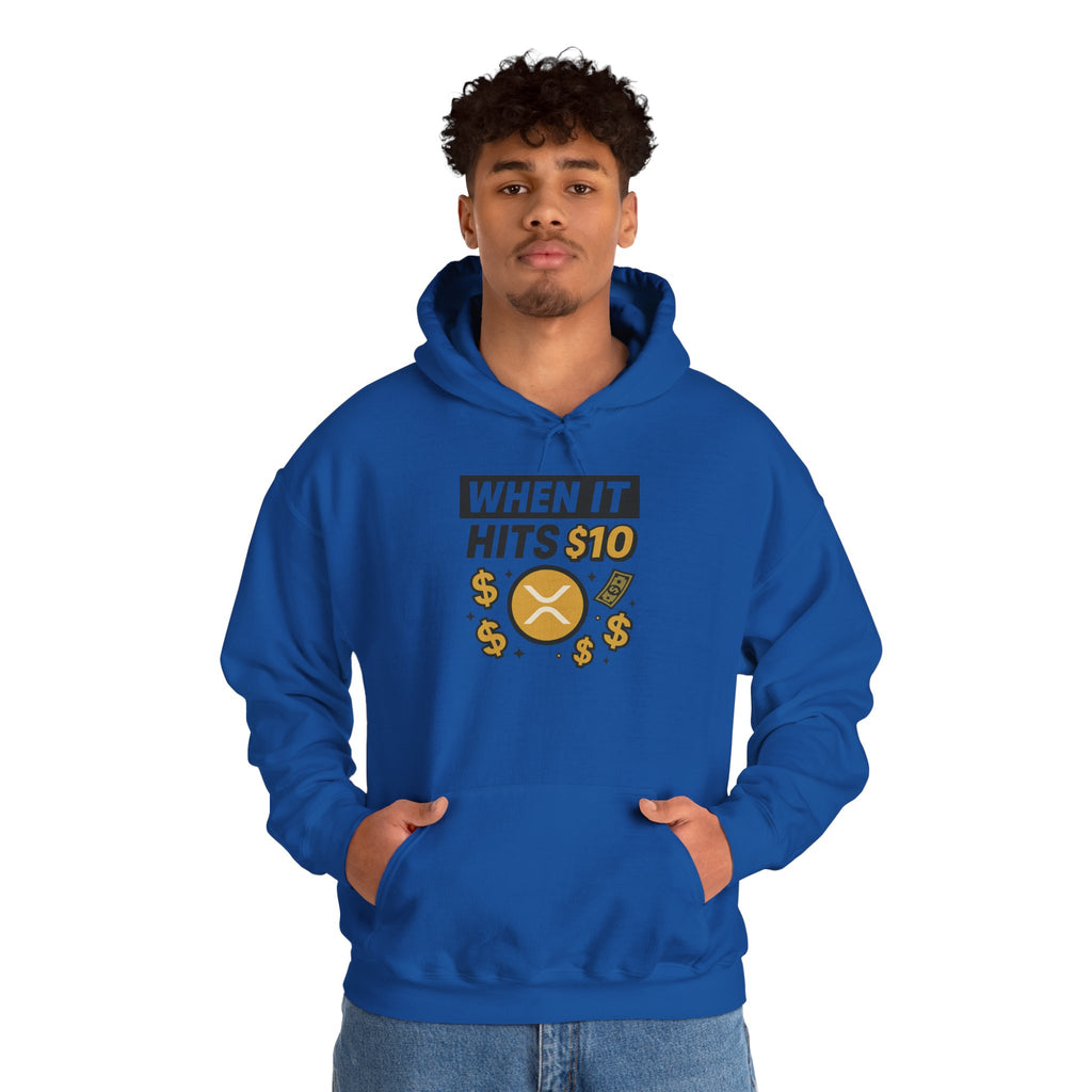 Crypto HODL Hoodie – "When It Hits 10" Funny XRP Coin Sweatshirt