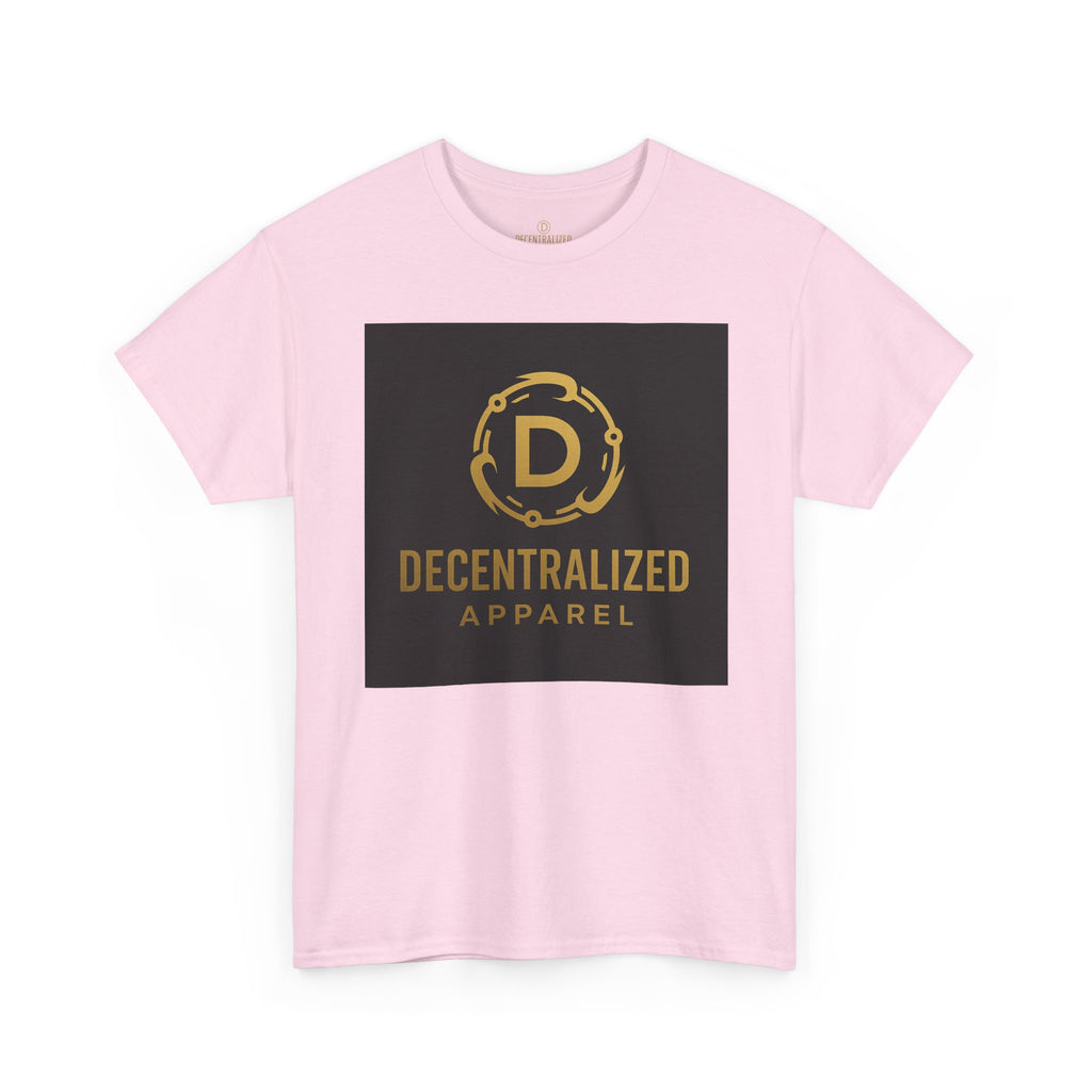 Decentralized Apparel Logo Tee — Gold Emblem Cotton T-Shirt
