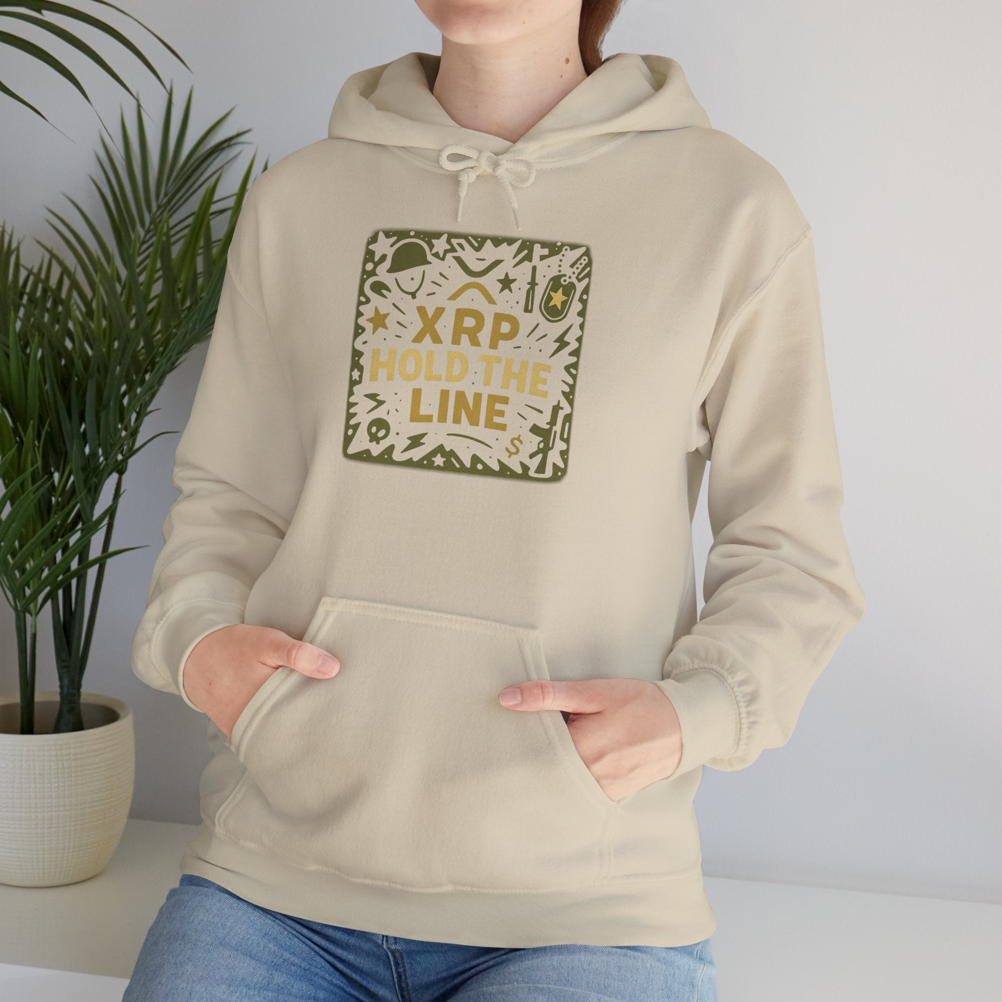 XRP Hold The Line Hoodie — Crypto Supporter Graphic Hooded Sweatshirt