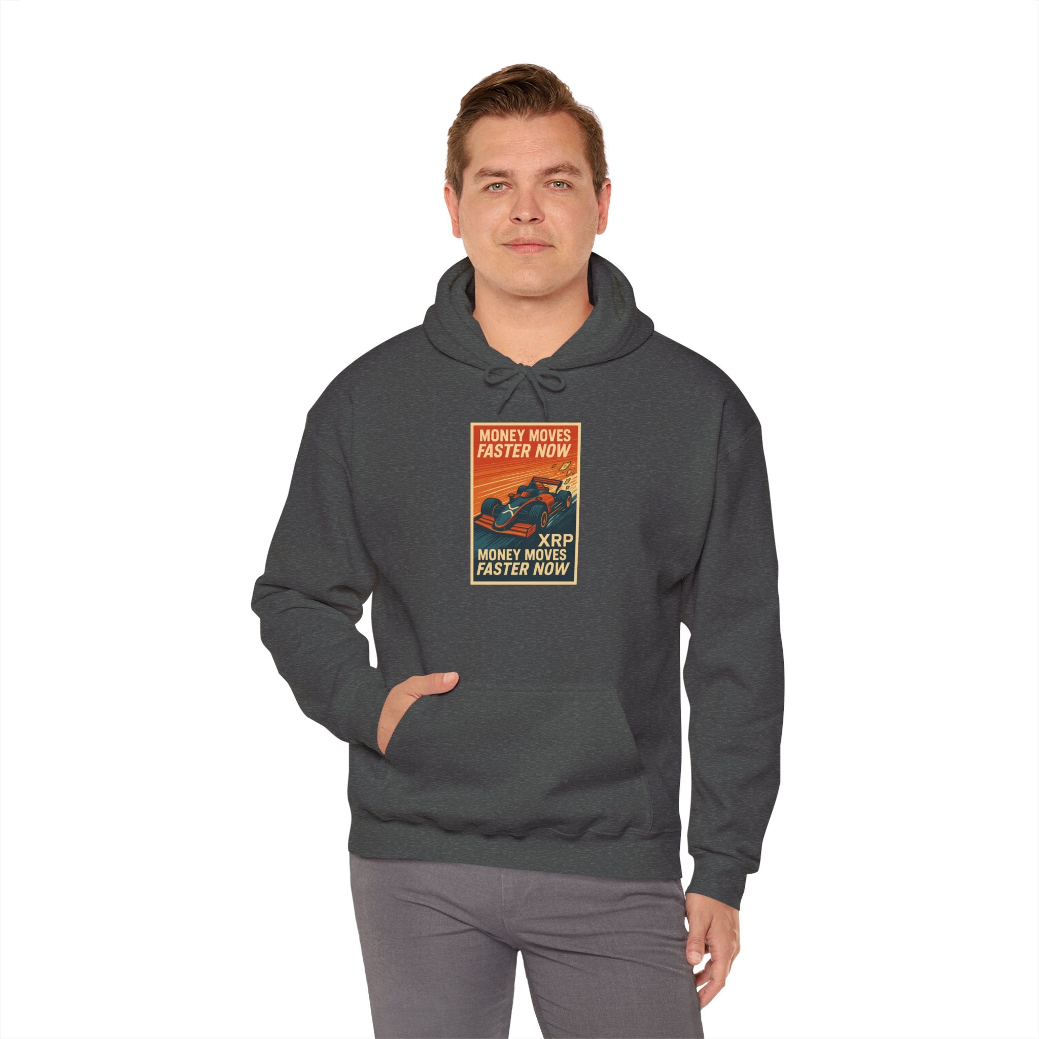XRP 'Money Moves Faster Now' Hoodie – Crypto Retro Graphic Pullover