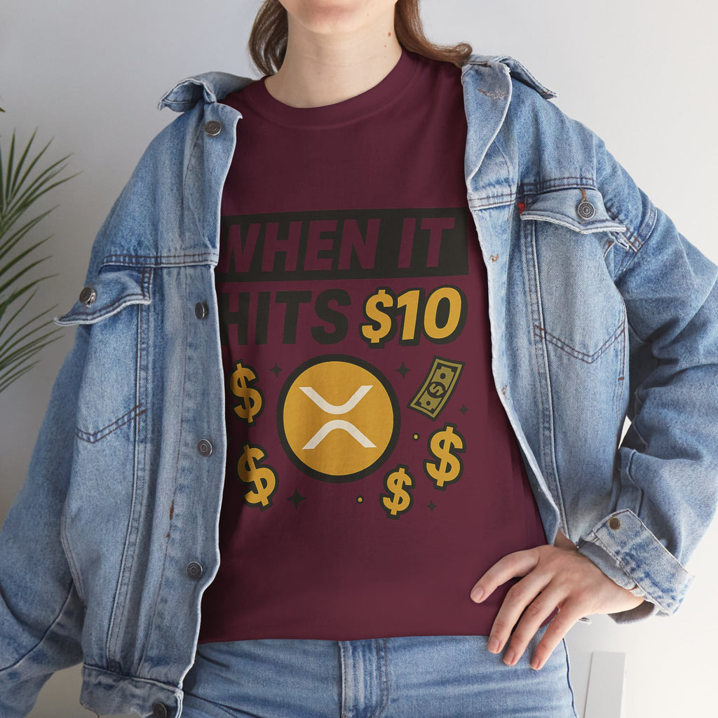 Crypto Tee - "When It Hits 10" Ripple XRP Meme Shirt