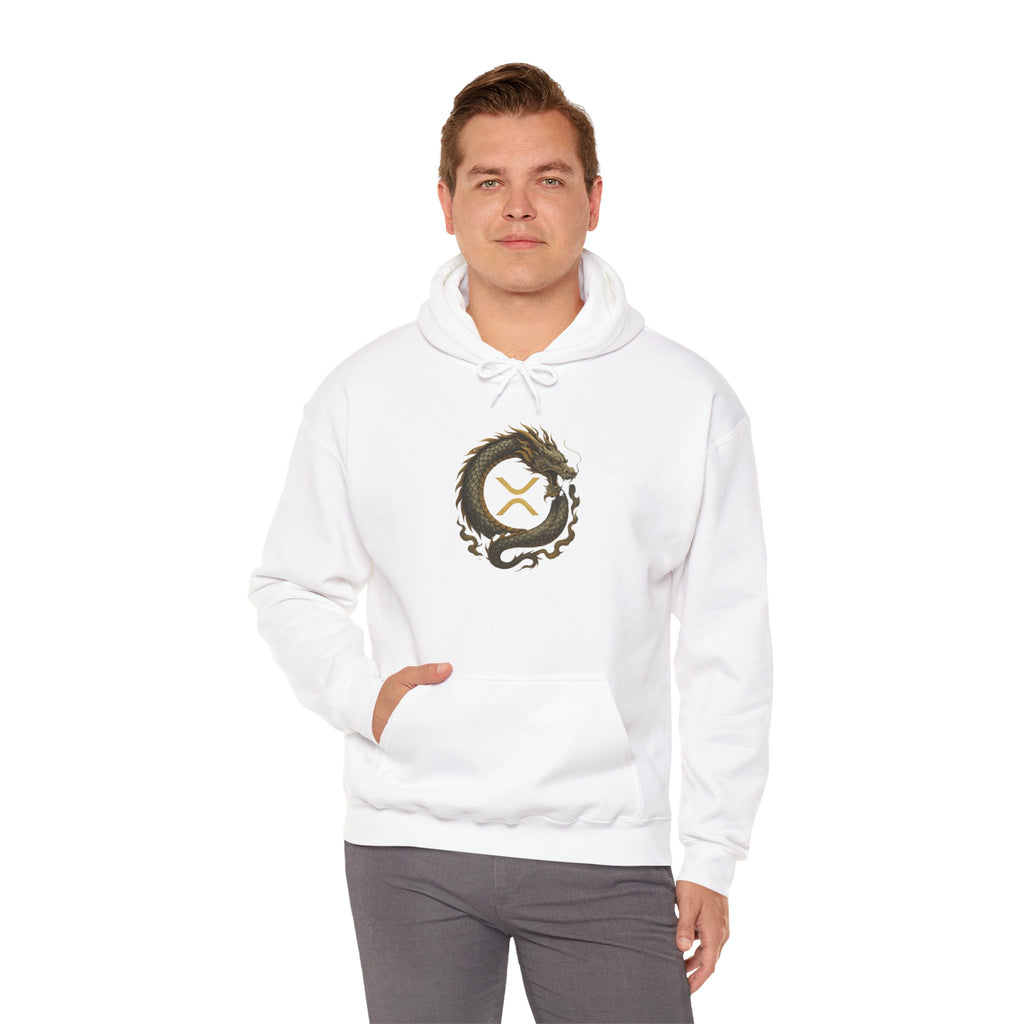 Dragon Ouroboros Hoodie with Ripple Rune — Mythic Symbol Pullover