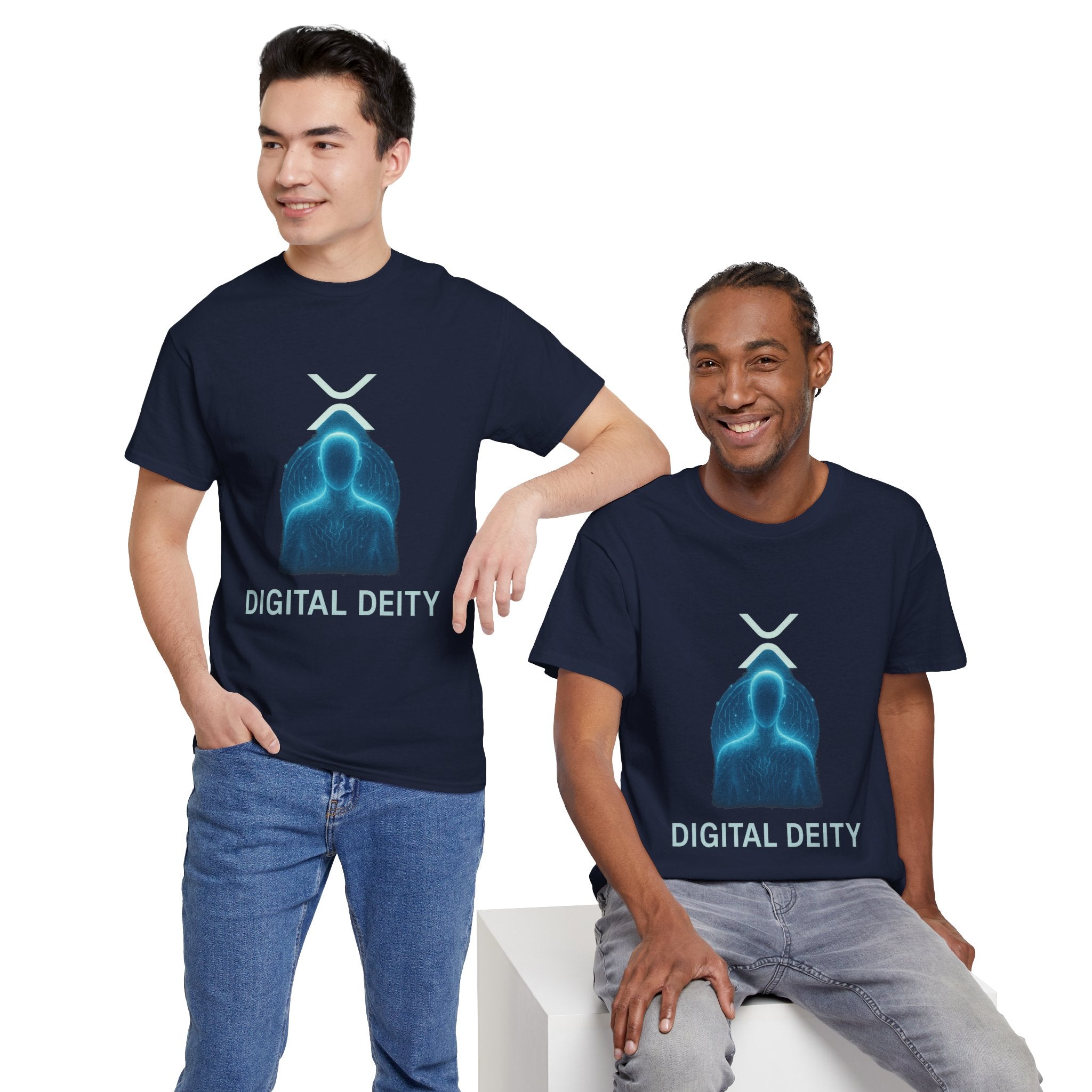 Digital Deity T‑Shirt — Futuristic Neon Tech Hoodie Tee