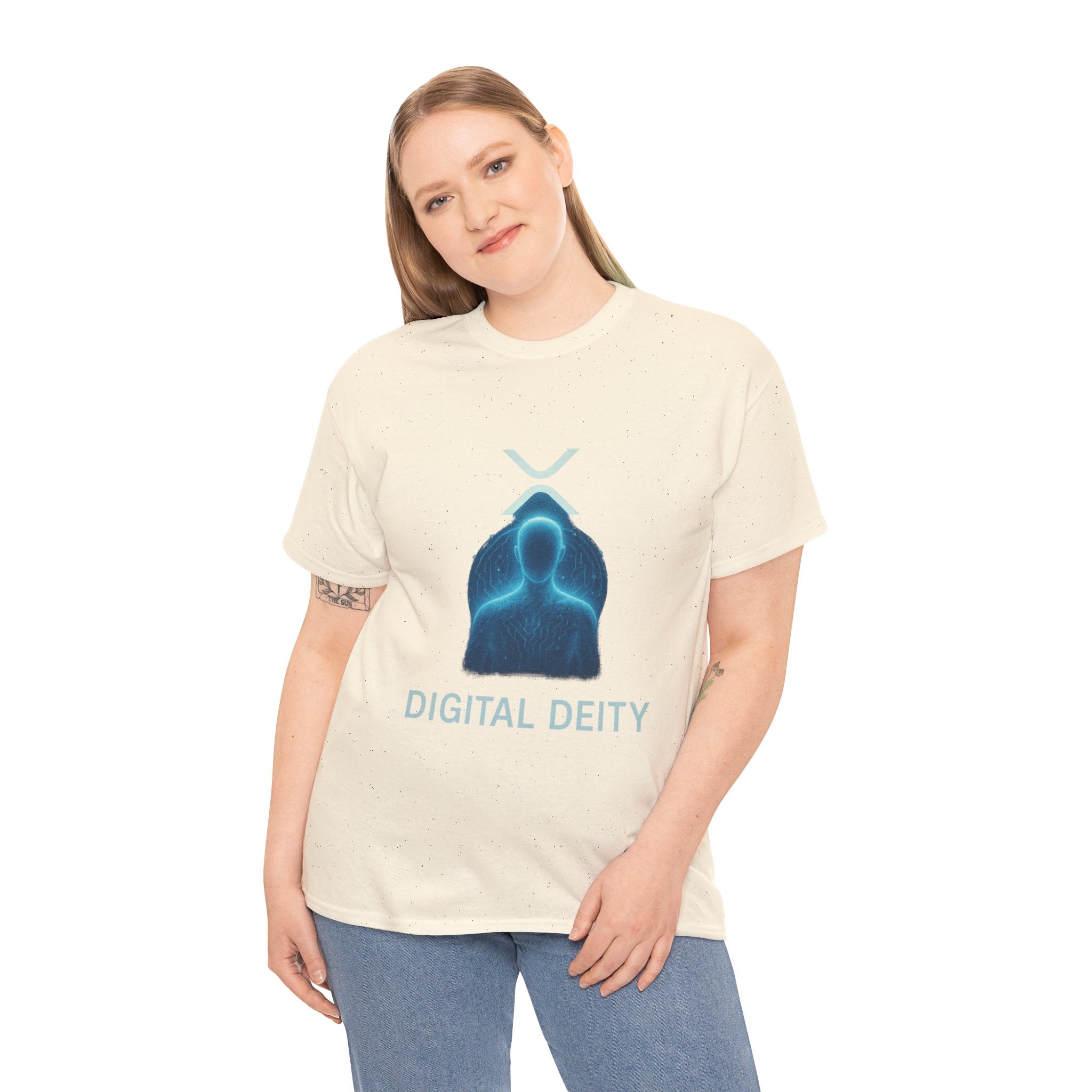 Digital Deity T‑Shirt — Futuristic Neon Tech Hoodie Tee