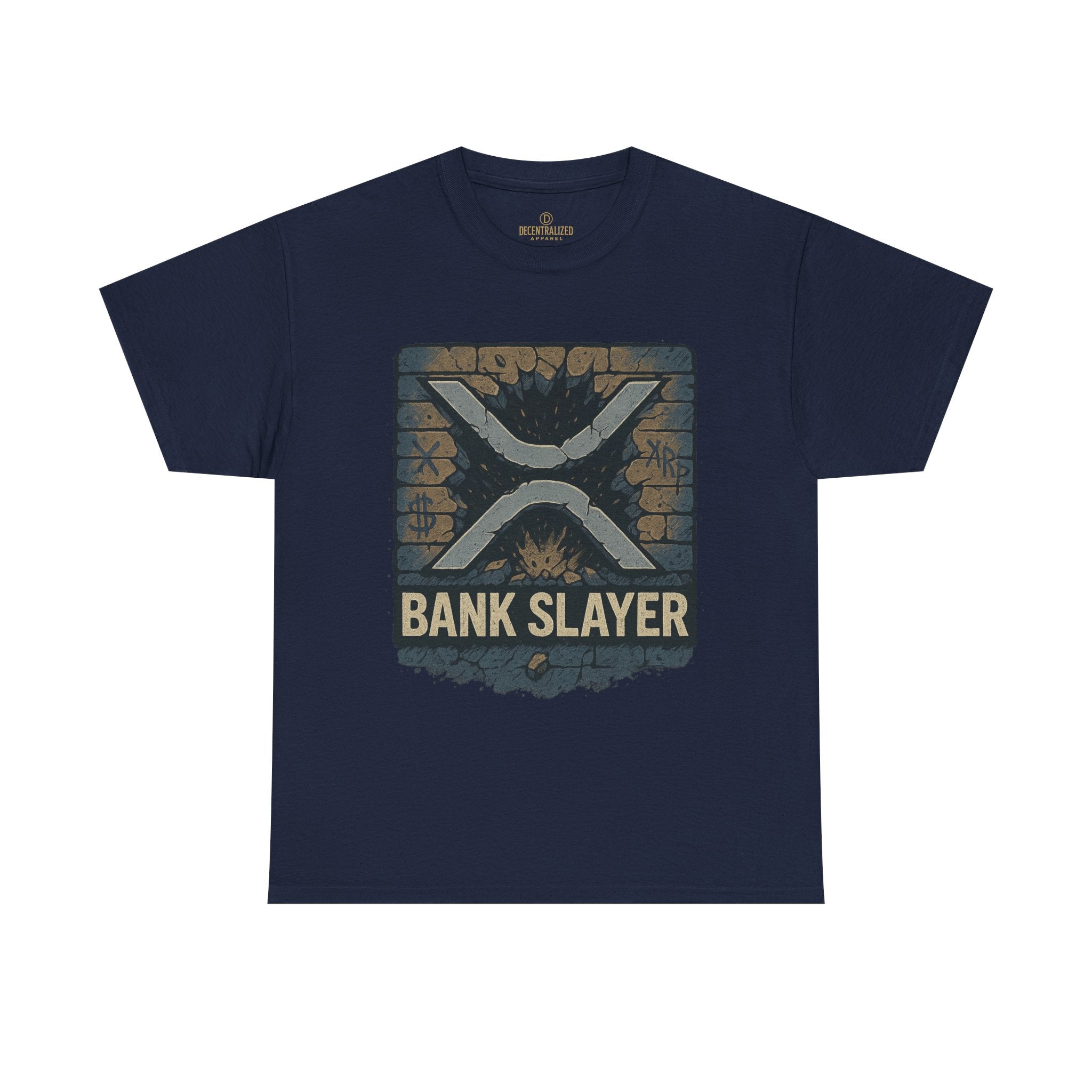 Bank Slayer T‑Shirt — Retro Grunge Crypto XRP Design