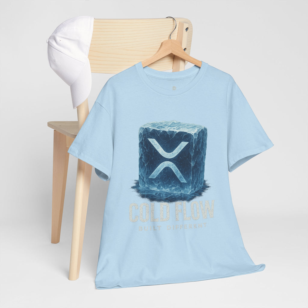 Cold Flow Ripple Logo T‑Shirt — 'Cold Flow: Built Different' Ice Cube Design