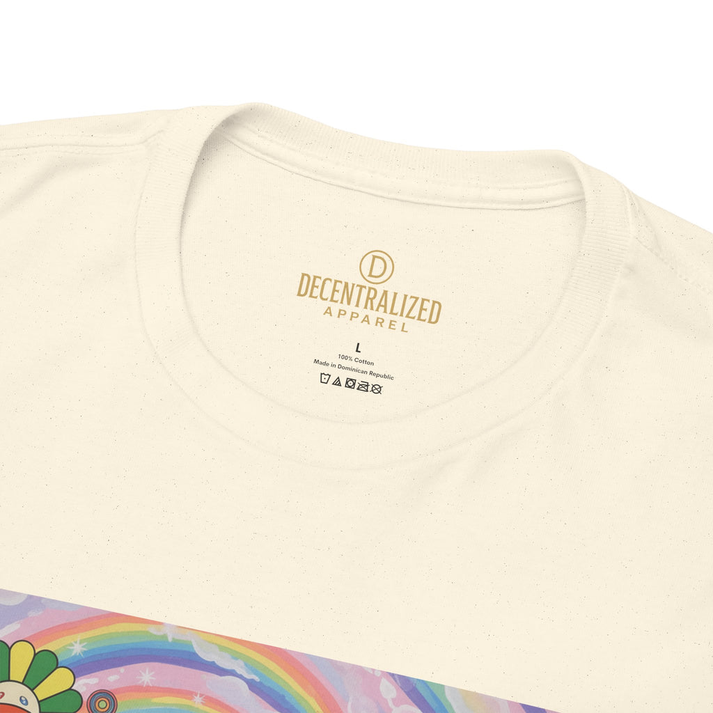 Crypto Rainbow T-Shirt — Bitcoin & Ethereum Hippie Art Tee