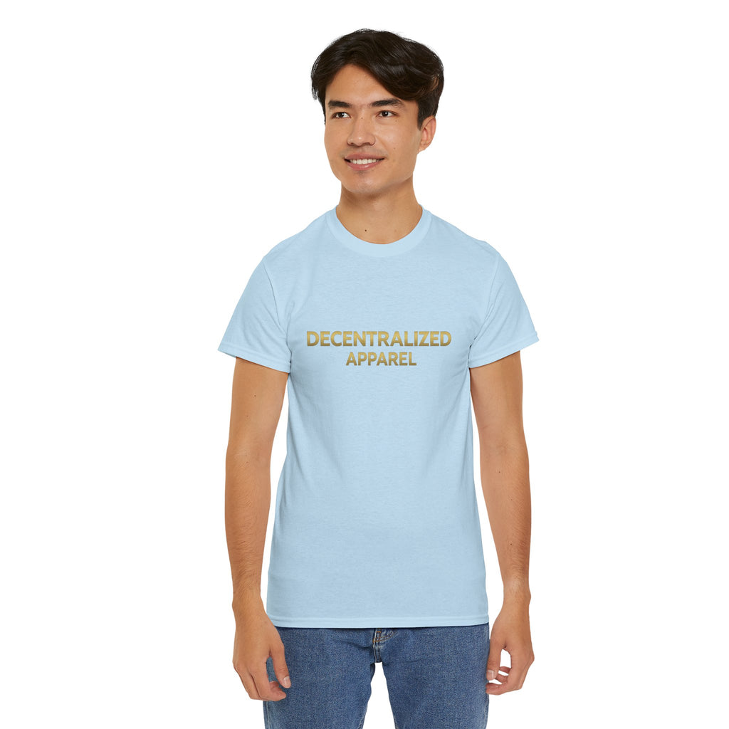 Decentralized Apparel T‑Shirt — Minimal Gold Logo Tee