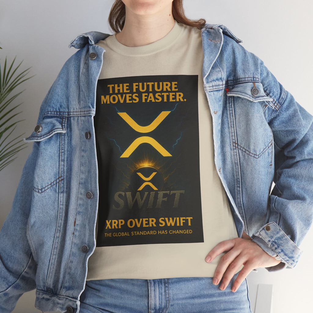 XRP Swift Crypto T-Shirt — “The Future Moves Faster” XRP Over Swift Tee