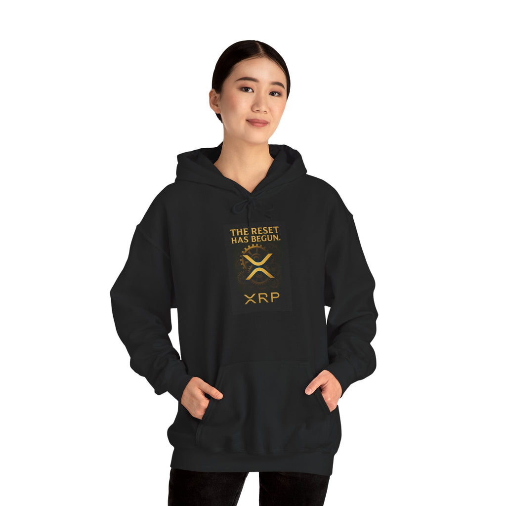 XRP Hoodie — "The Reset Has Begun" Crypto Logo Pullover
