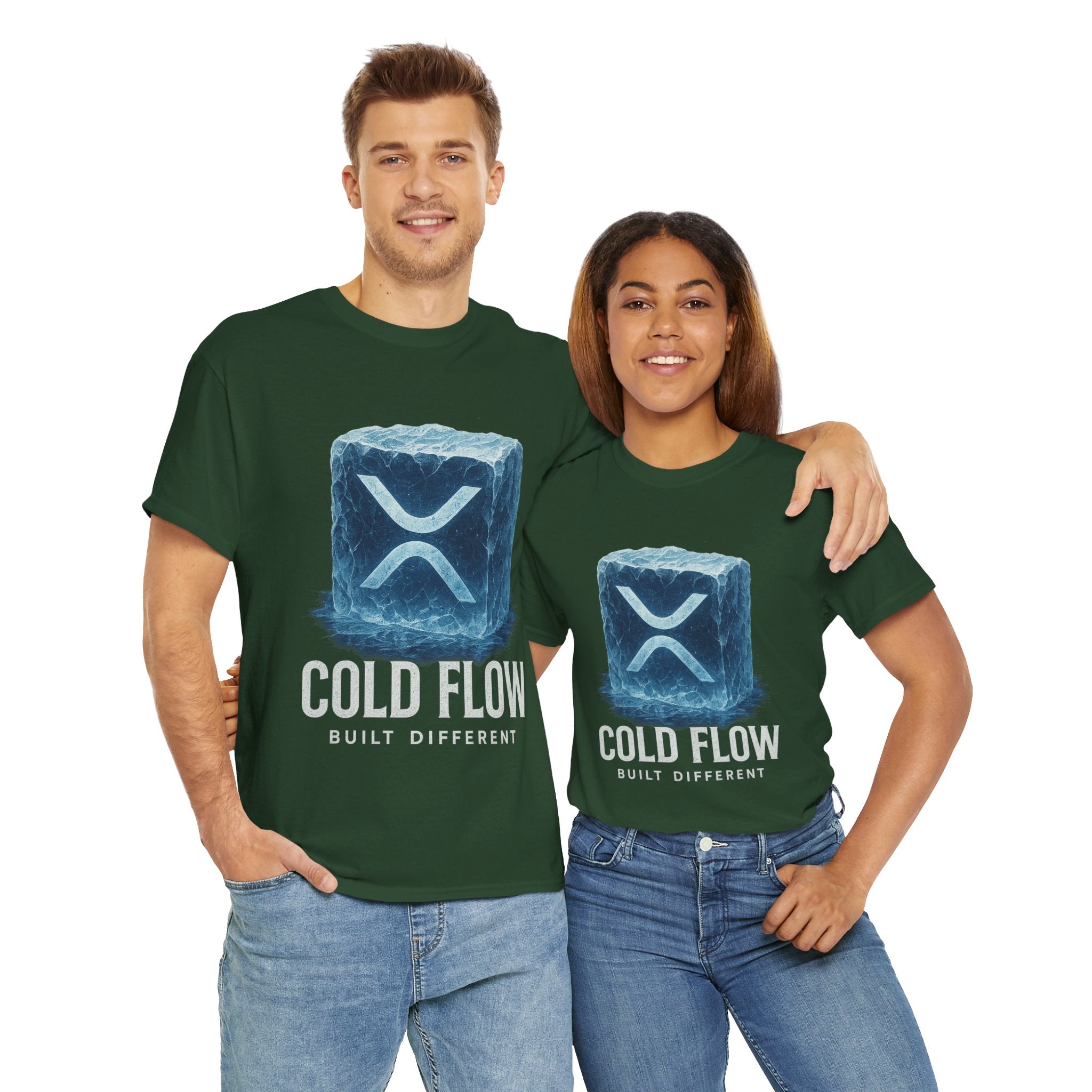 Cold Flow Ripple Logo T‑Shirt — 'Cold Flow: Built Different' Ice Cube Design