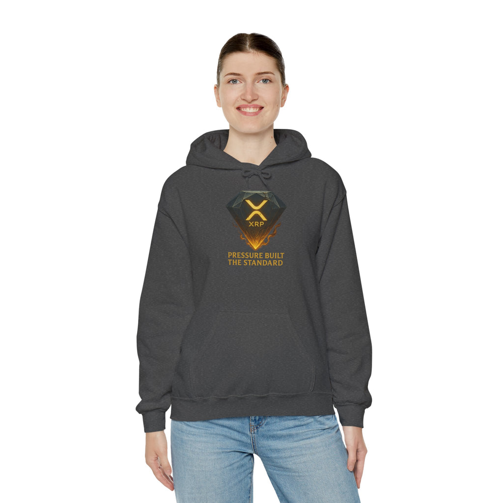 XRP Crypto Hoodie — "Pressure Built The Standard" Logo Pullover