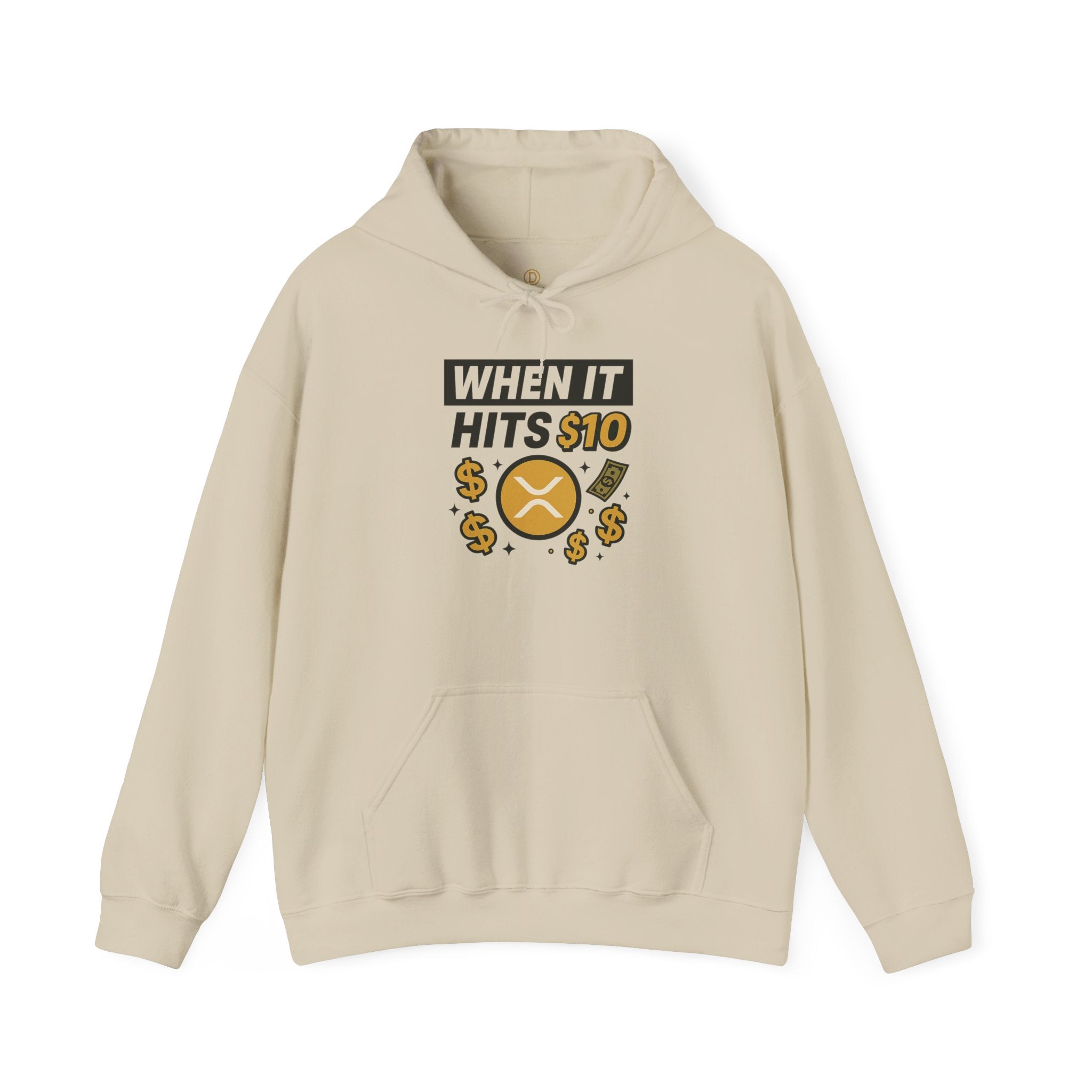 Crypto HODL Hoodie – "When It Hits 10" Funny XRP Coin Sweatshirt