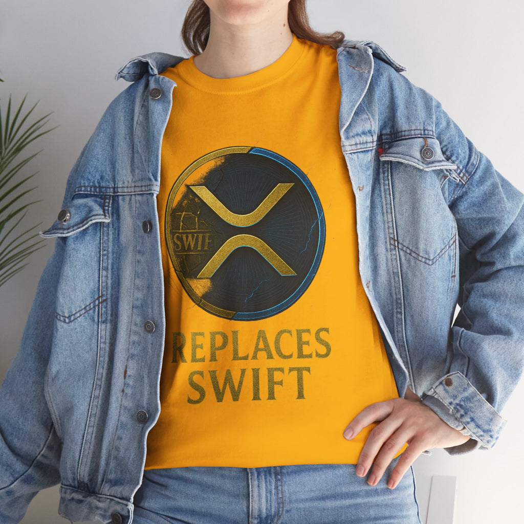 XRP 'Replaces Swift' Cotton Tee — Crypto Ripple Logo T-Shirt