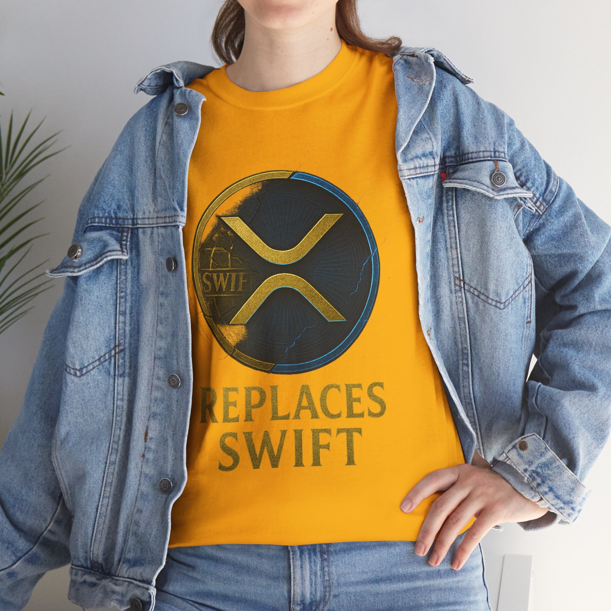 XRP 'Replaces Swift' Cotton Tee — Crypto Ripple Logo T-Shirt