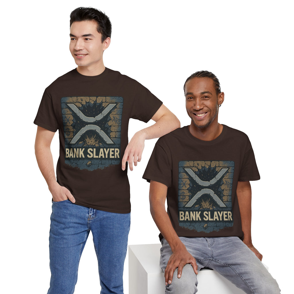 Bank Slayer T‑Shirt — Retro Grunge Crypto XRP Design