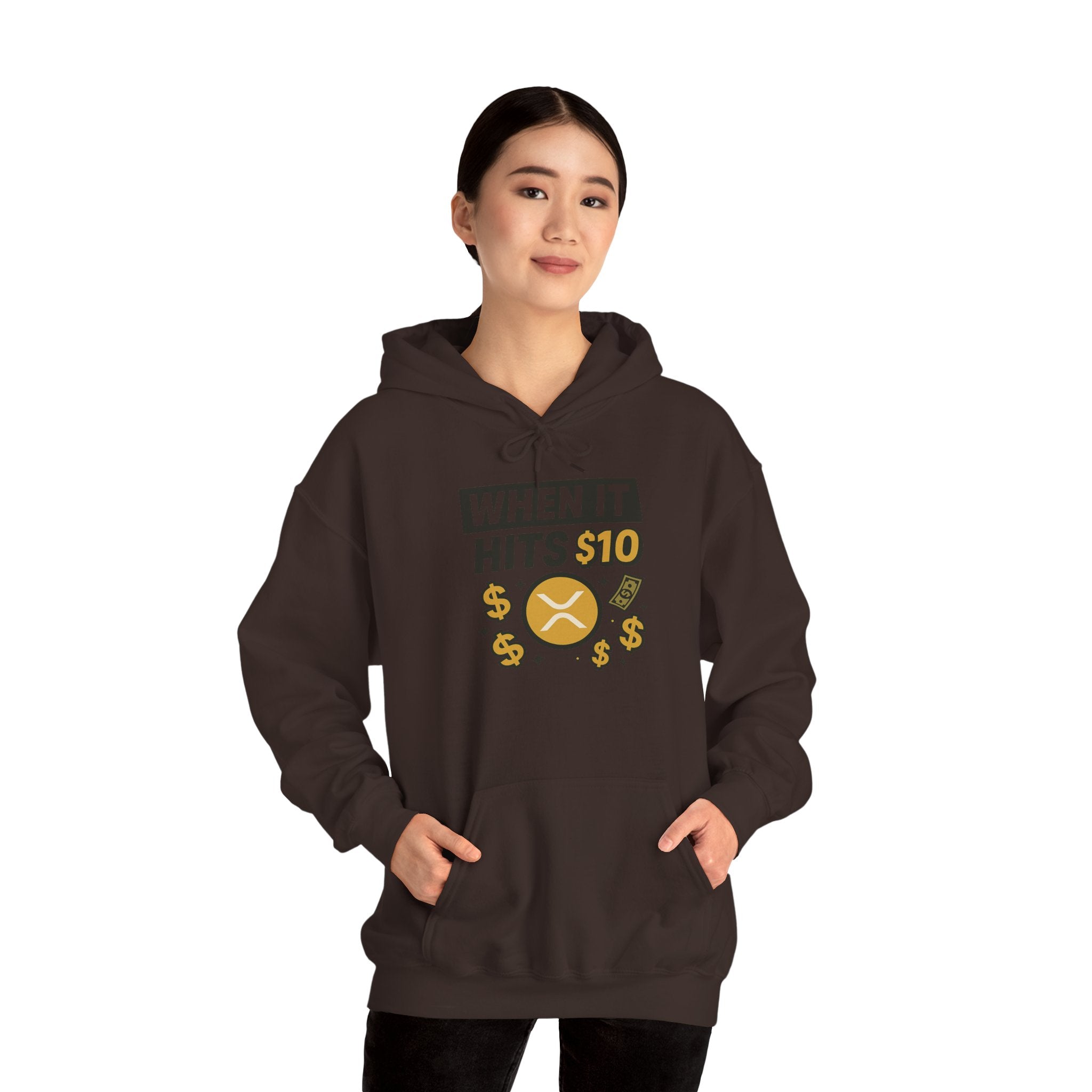 Crypto HODL Hoodie – "When It Hits 10" Funny XRP Coin Sweatshirt