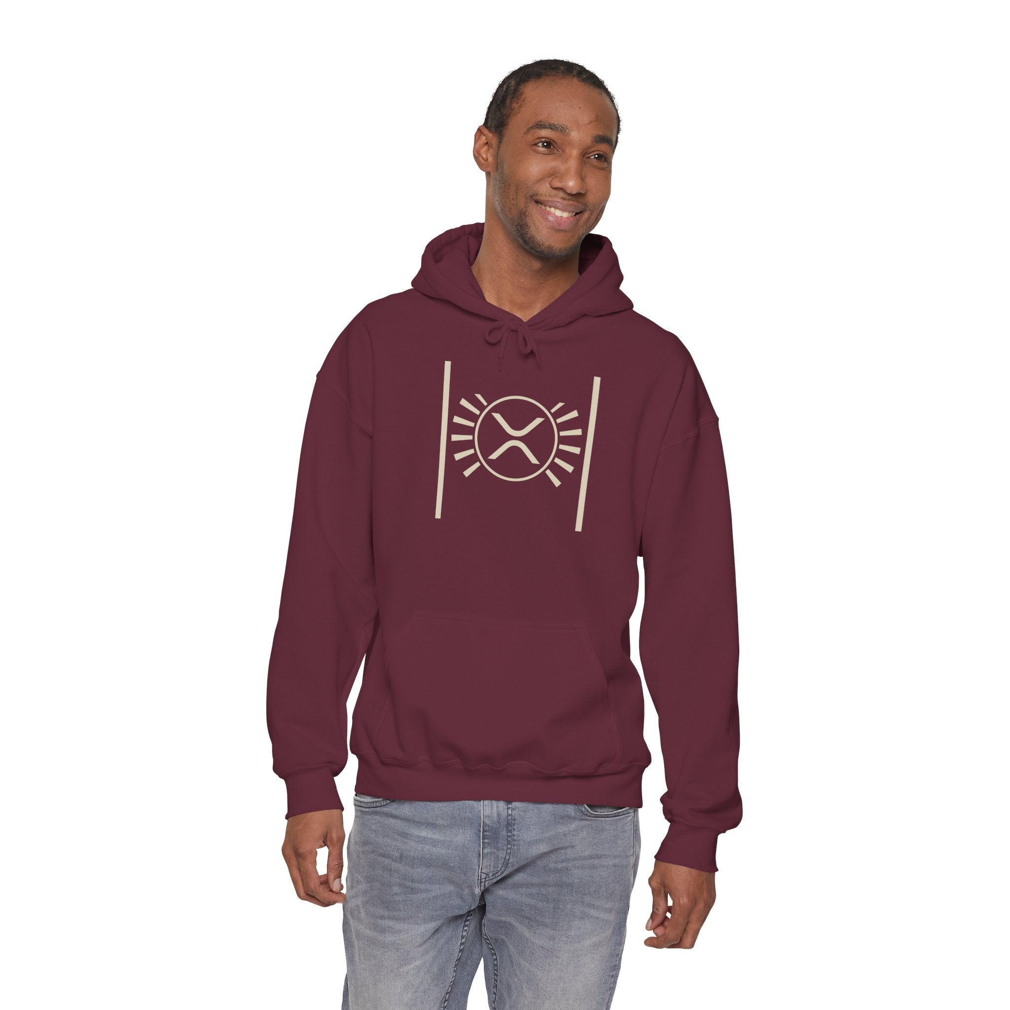 XRP Minimalist Logo Hoodie — Crypto Sun Symbol Sweatshirt