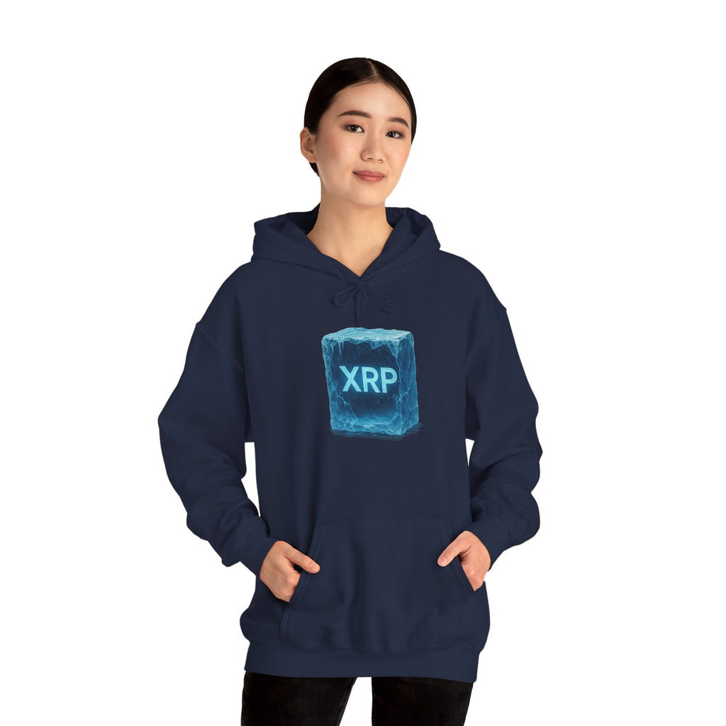 XRP Frozen Cube Hoodie — Crypto Ice Block Sweater for XRP Fans