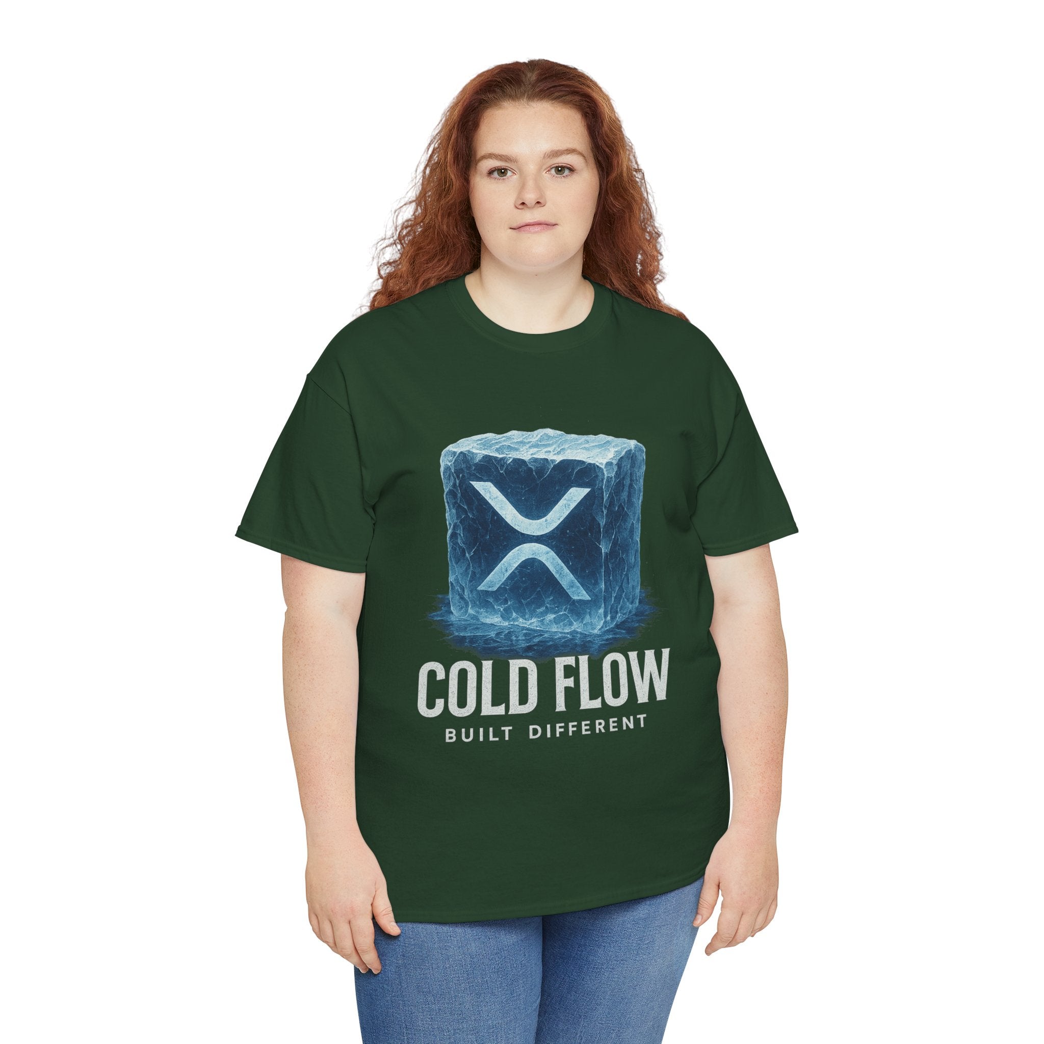 Cold Flow Ripple Logo T‑Shirt — 'Cold Flow: Built Different' Ice Cube Design