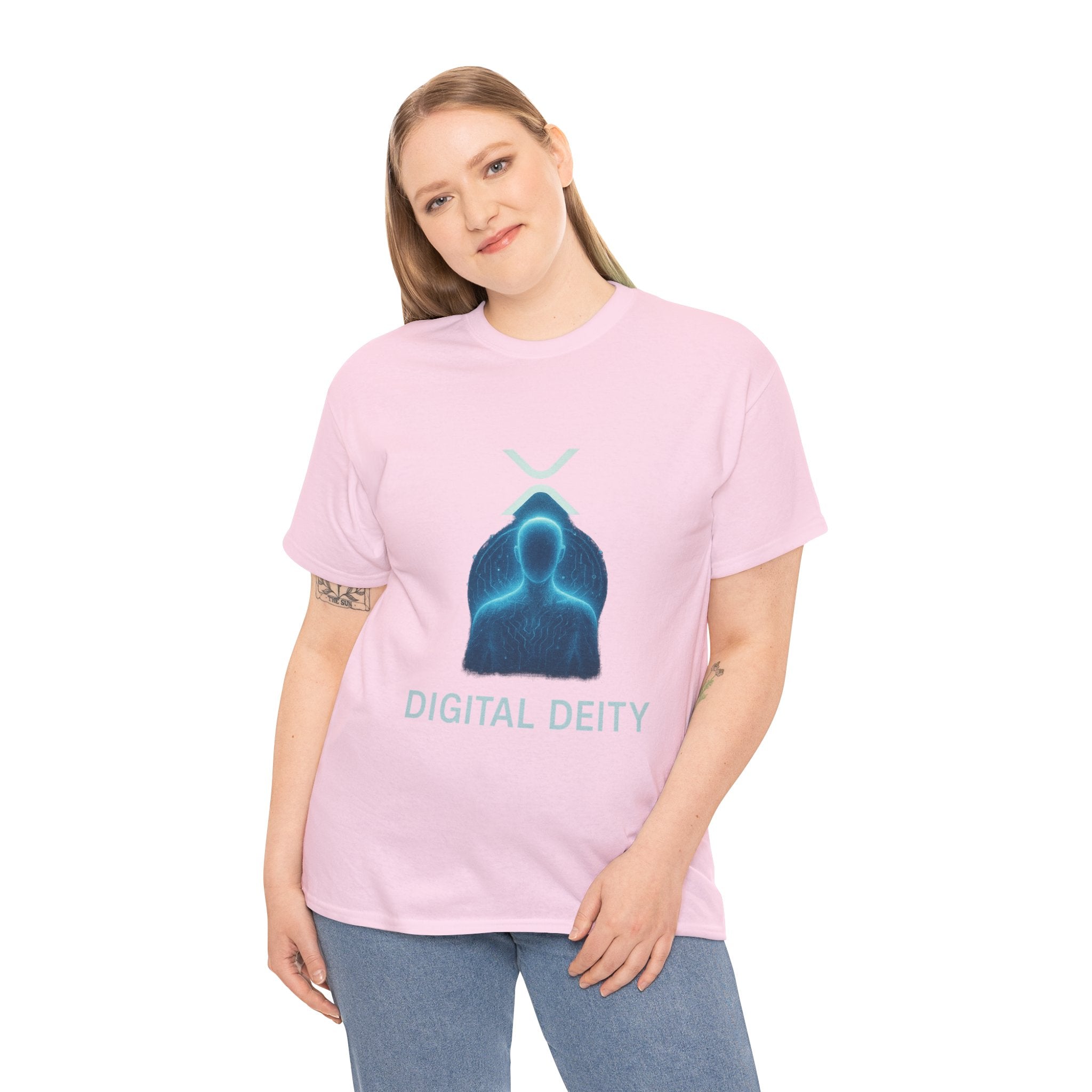 Digital Deity T‑Shirt — Futuristic Neon Tech Hoodie Tee