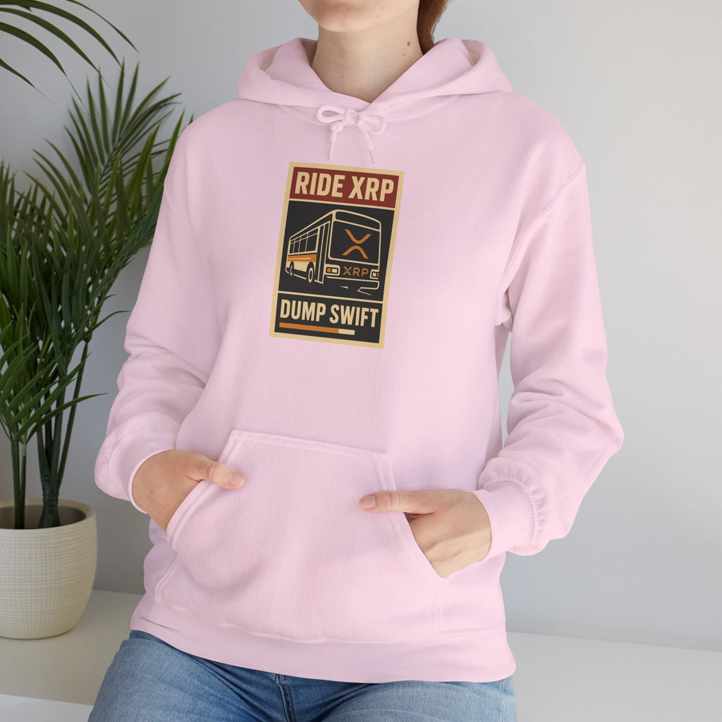 XRP Crypto Hoodie — "Ride XRP, Dump Swift" Retro Badge